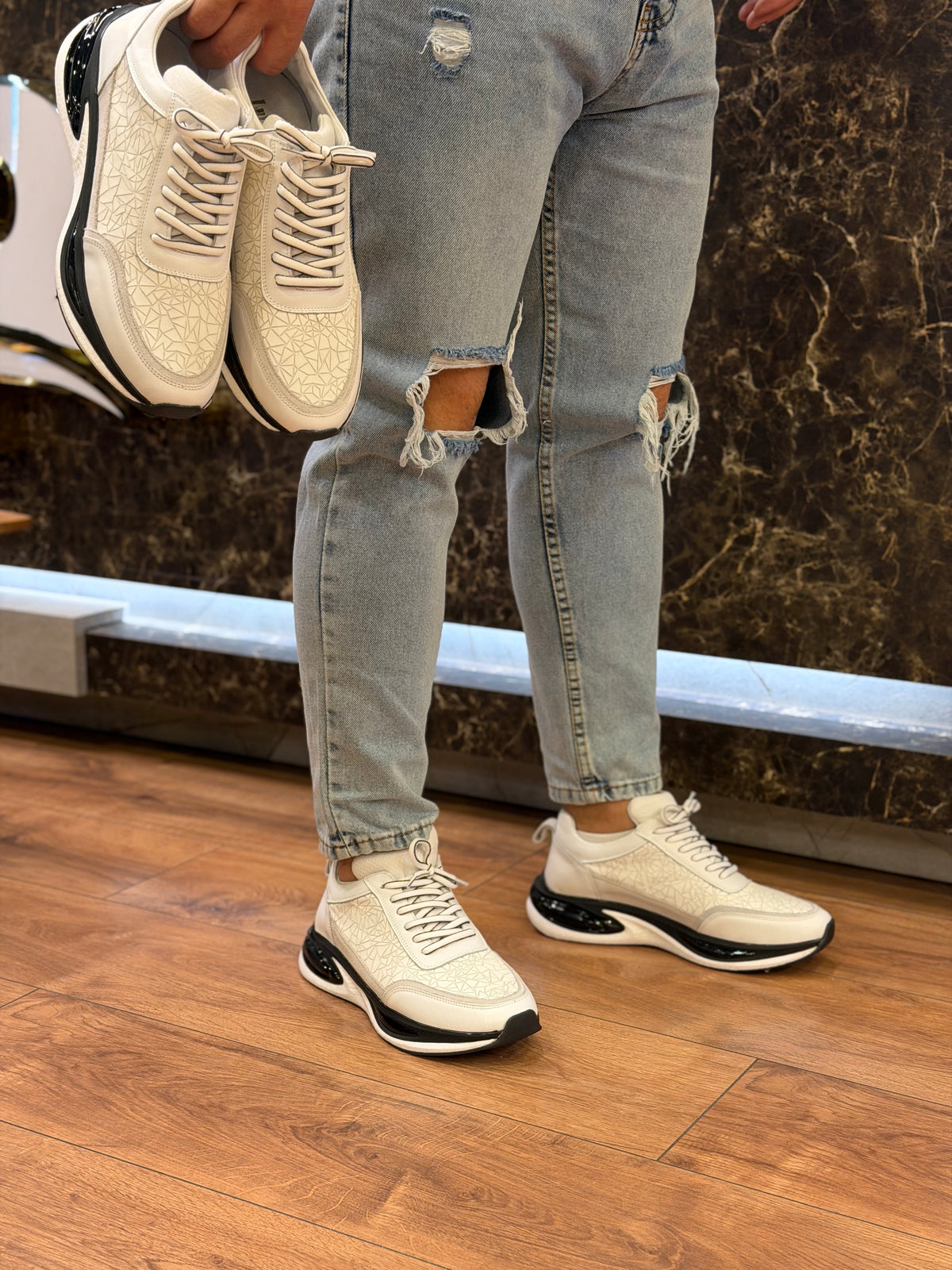 1074 Hakiki Deri Erkek Sneakers Eva