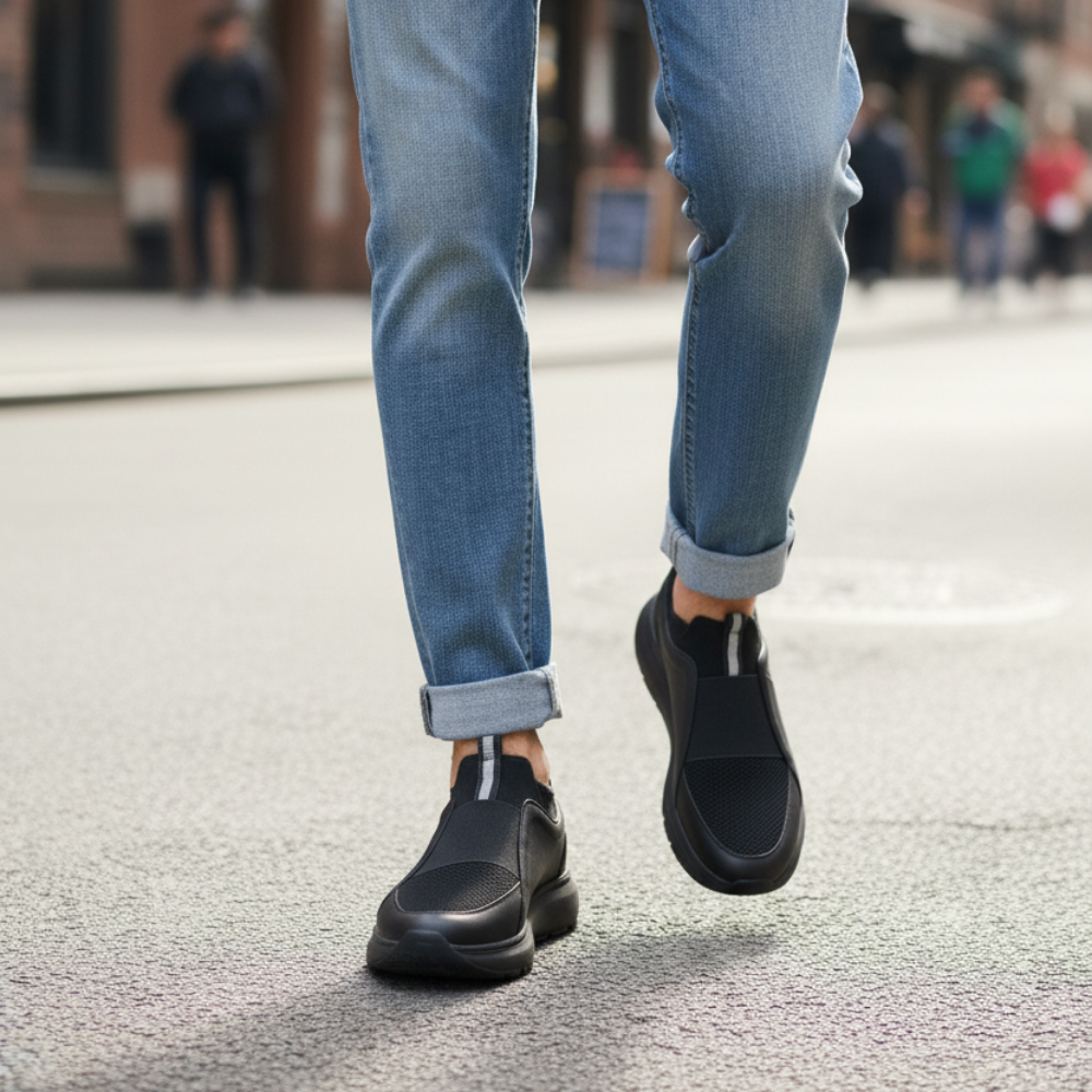 1106 Siyah Hakiki Deri Erkek Sneakers